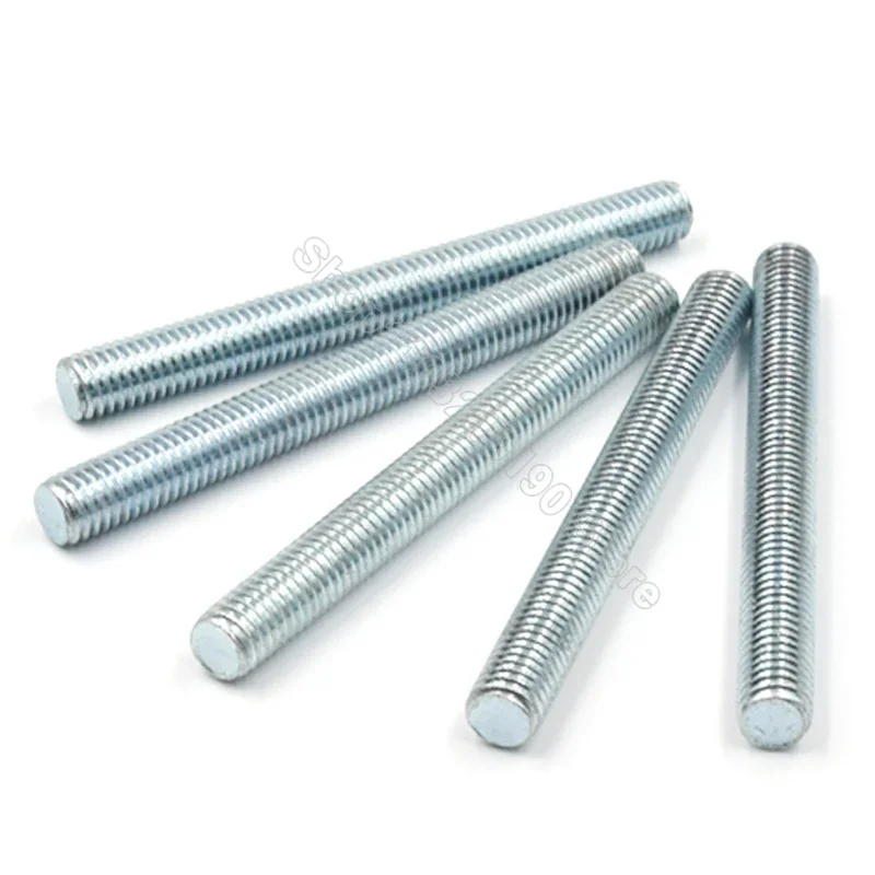 1-30Pcs M8 M10 M12 Zinc Plated Full Threaded Rod Fully Metric Thread Rods Bar Screw Galvanized Bolts Stud Tooth Stick L 16-300mm