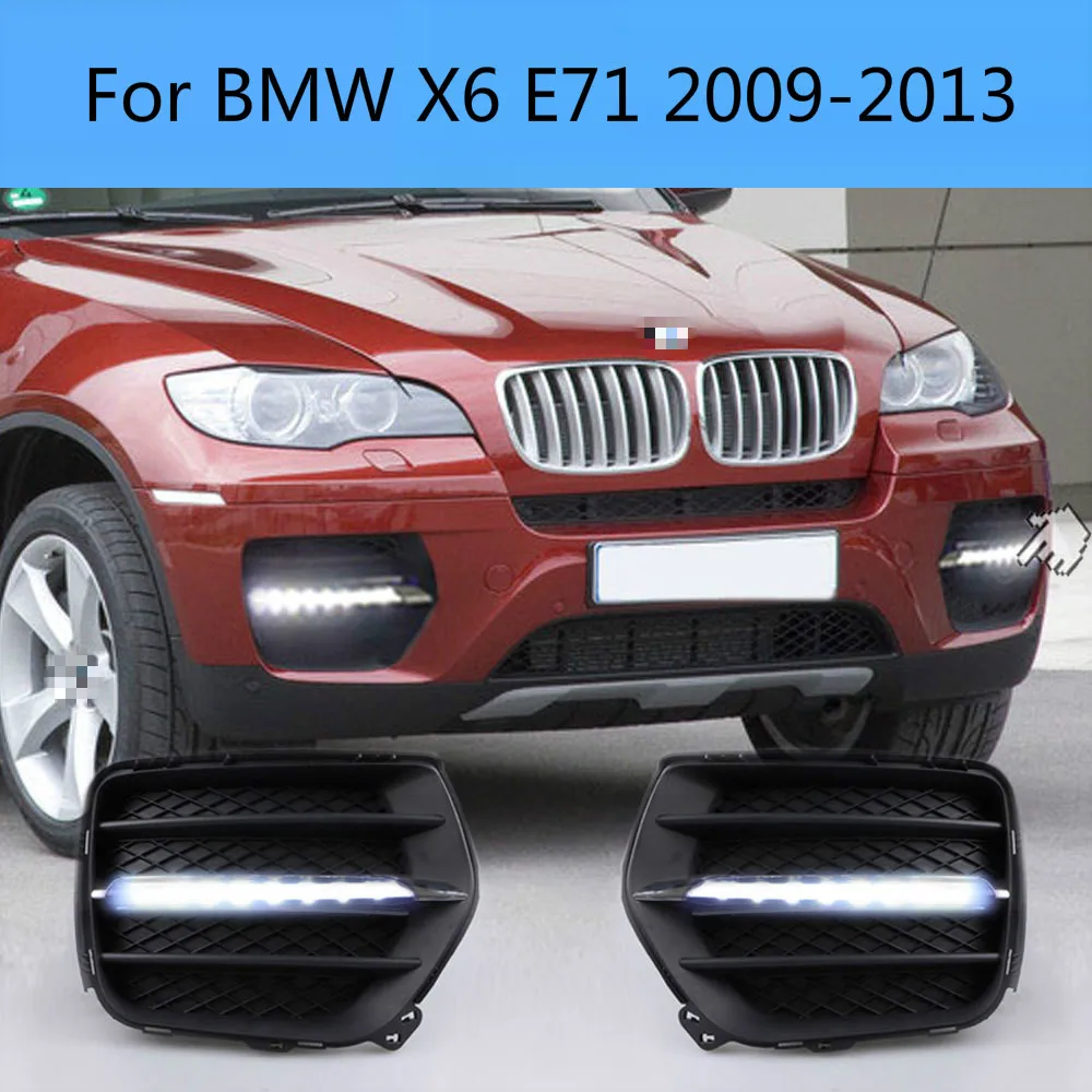 1set LED daytime running lights for car accessories BMW X6 E71 2009 2010 2011 2012 2013year X 6 front fog lamp drl bumper light