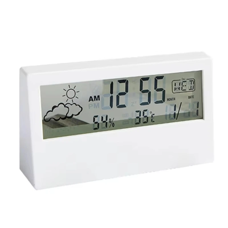 LED Thermometer Thermo-Hygrometer Multifunction Electronic Temperature Humidity Meter Weather Station With Alarm Clock