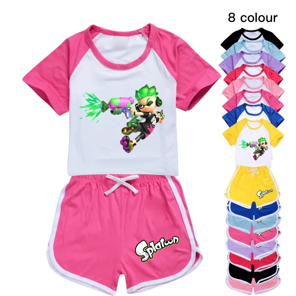 

Funny Game Splatoon 3 Clothes Kids Octolings Splatlands T-shirt Shorts 2pcs Sets Toddler Boys Summer Oufits Girls Sportswear Set