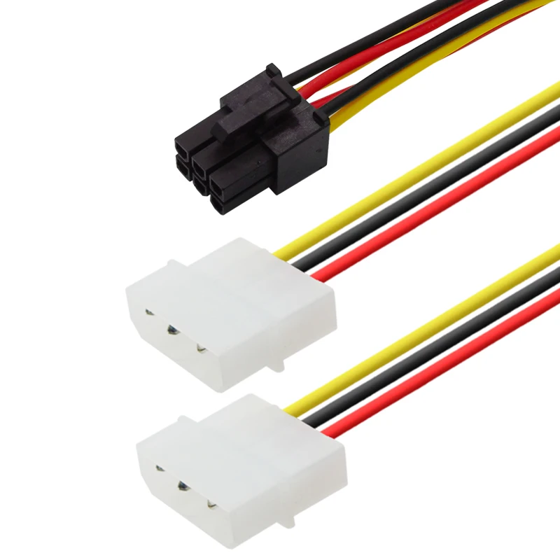 

2 IDE Dual 4pin Molex IDE Male to 6 Pin Female PCI-E Y Molex IDE Power Cable Adapter Connector for video cards