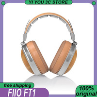 FiiO FT1 Wired HiFi Headphones Walnut Wood Earphones 60mm Dynamic Closed-Back Headsets American Black Wood Ear Plugs Custom