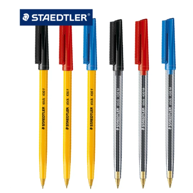 Шариковая ручка STAEDTLER Original 430F M для студентов, офиса и бизнеса, 0.5, 0.7 мм, многоцветная, классическая, черная, красная и синяя, масляная ручка