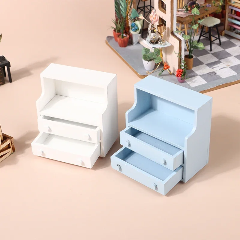Realistisch Mini 1/12 poppenhuis nachtkastje ladekast, ideaal accessoire voor poppenhuisdecor.