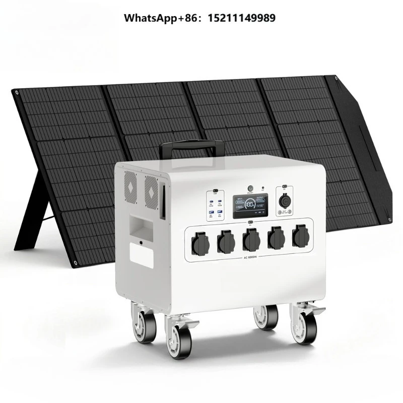 6000W Pure Sine Wave Solar Generator LiFePO4 Battery Pack Smart APP UPS Heavy Duty Portable Power Station for RV Home