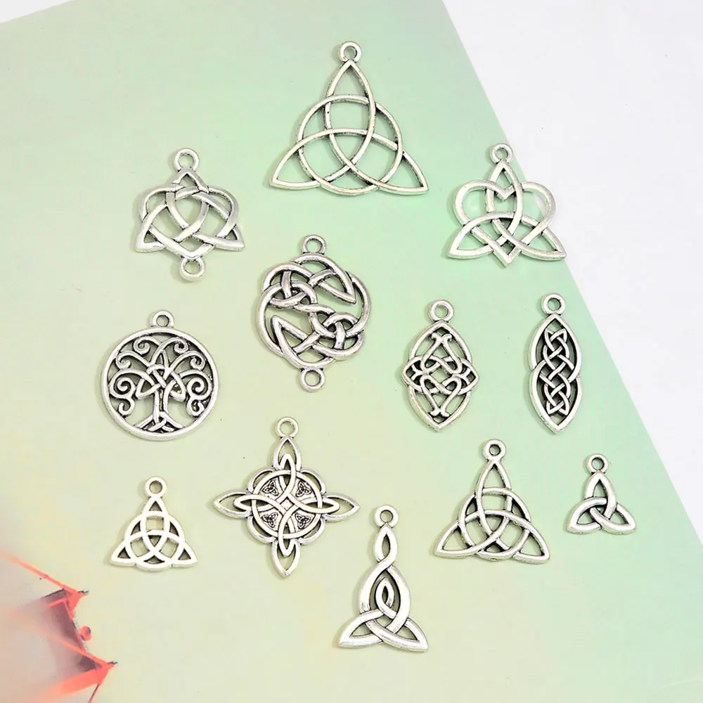 

12/20pcs Mixed Celtic Protection Amulets Wiccan Charms Witch Knot Irish Witchcraft Pendants Diy Earring Jewelry Making Supplies