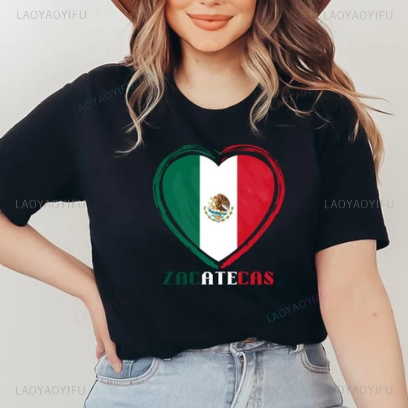 Zacatecas Viva Mexico Woman Summer Graphic T Shirts Mexican Independence Day High Quality Cotton T-shirt Outdoors Party Man Tops