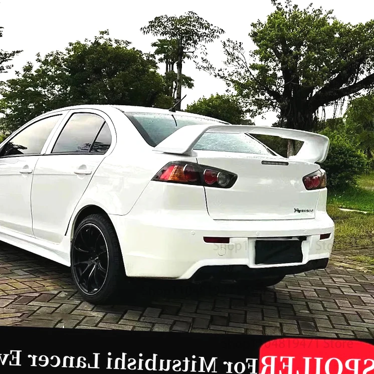 Para 2010-2014 Mitsubishi Lancer Evo accesorios alas de afinación exteriores Kit de cuerpo alerón labio tapa de maletero sedán trasero carbono negro