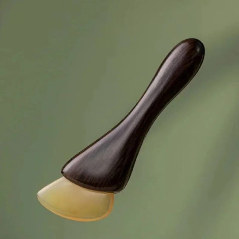 Purple Sandalwood Small Hoof-Shaped Muscle-Relieving Stick Rosewood Handle, Paired With A Goat Horn Scraping Beauty