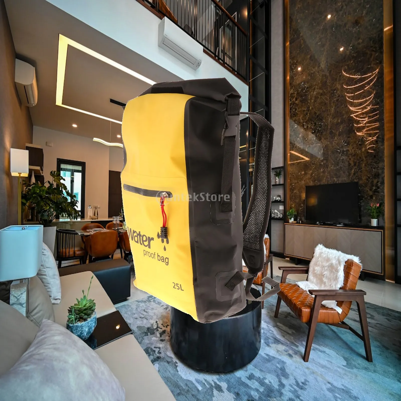 Floating Waterproof Dry Bag Backpack 25L PVC Seal with Pocket for Water Sports Camping Boating Hiking Gear