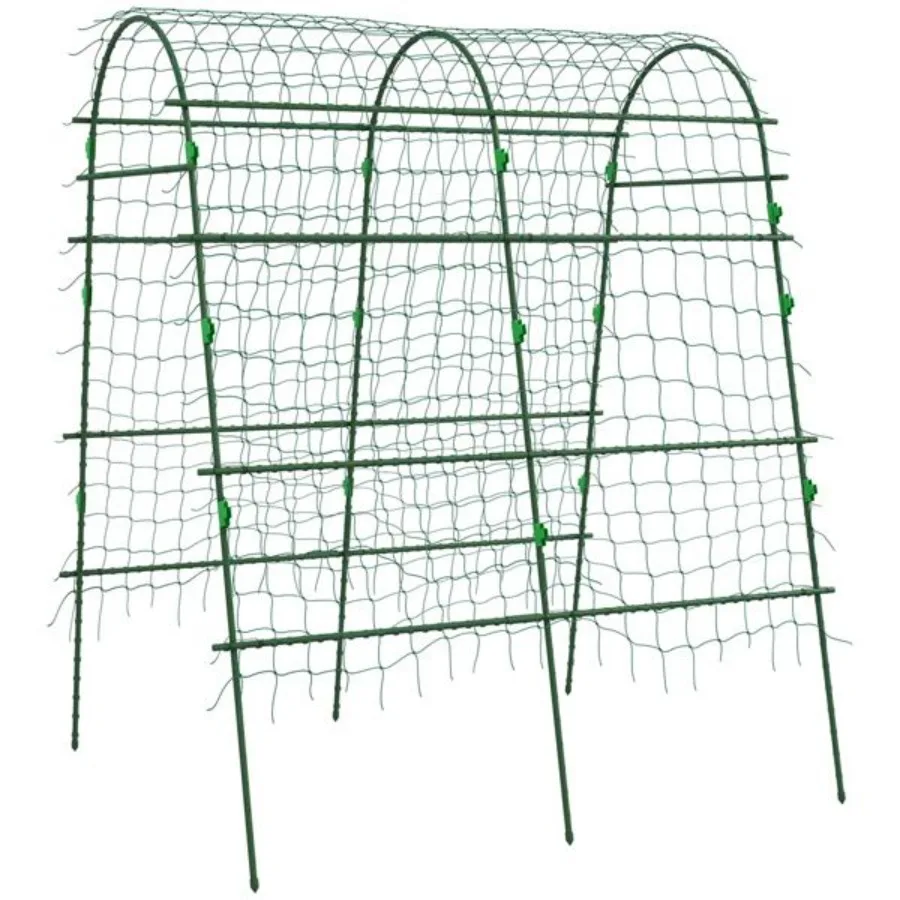 

Outdoor Metal Garden Trellis with Climbing Net 57 x 66 x 81 Green