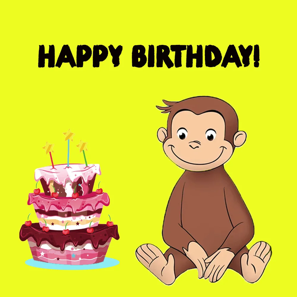 عيد ميلاد سعيد الكرتون جورج قرد خلفية الأطفال الأصفر موضوع التصوير الدعائم الحمام شنقا القماش التخصيص