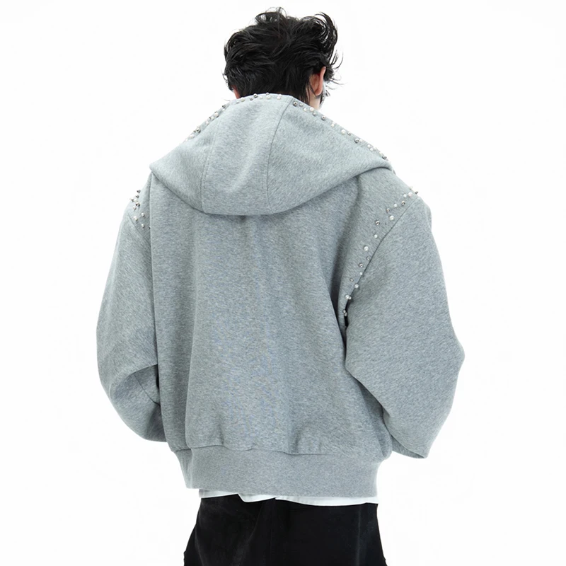 LUZHEN In Spring Zipper Pearl Hoodies Design Sweatshirt New Loose High Quality Streetwear Sport Fashion Men's Jackets JY5931