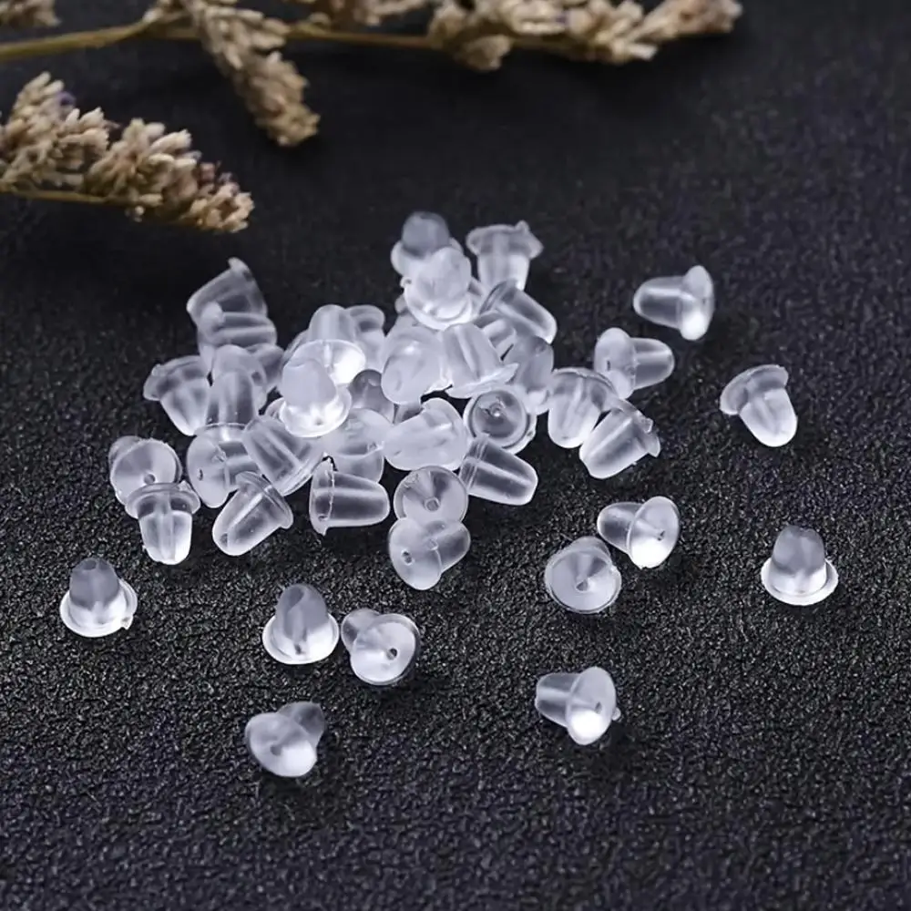 130pcs Set Transparent Acrylic Earring Back Plug DIY Earring Accessories Includes Storage Box Plastic Earrings Body Jewelry