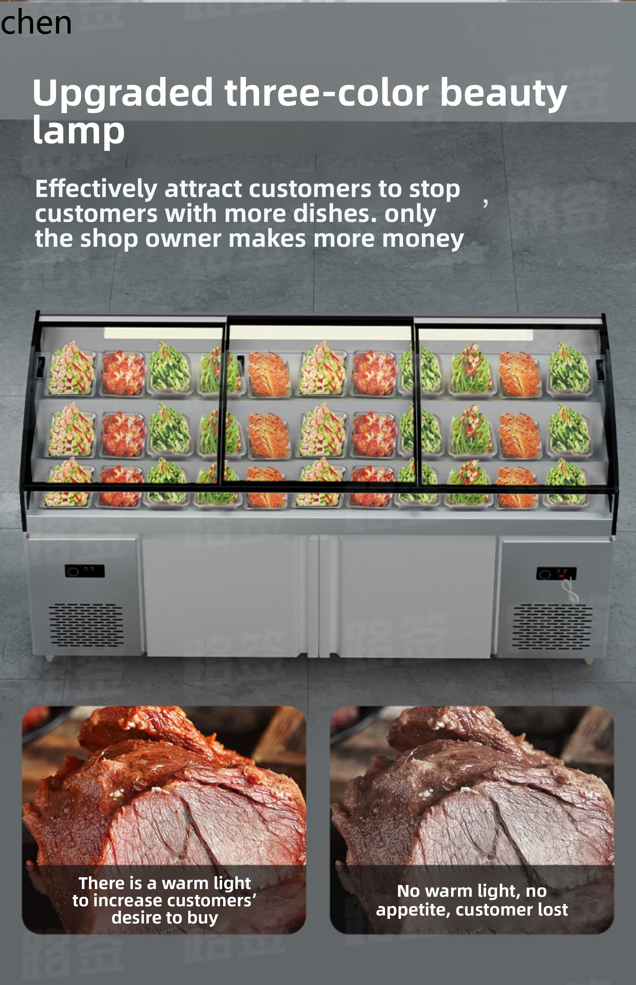 ZML Commercial Refrigerated Display Cabinet Cooked Food Fresh Keeping Cabinet BBQ String Freezer