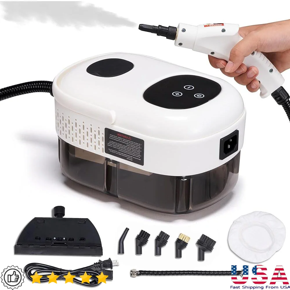 

Portable High Pressure Steam Cleaner 15s Heat-Up 1L Tank 2500W Multipurpose Cleaner with Brushes Nozzle and Accessories
