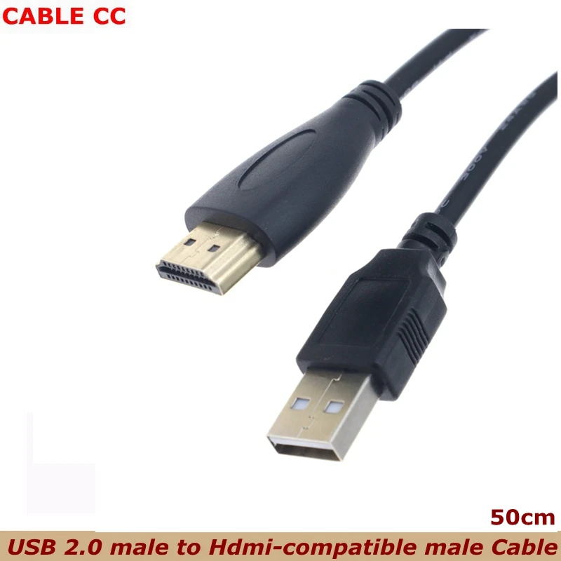 New 0.5m HD Video Cable HDMI-compatible Male To Female Connector With USB 2.0 Charger Cable Spliter Adapter Extender