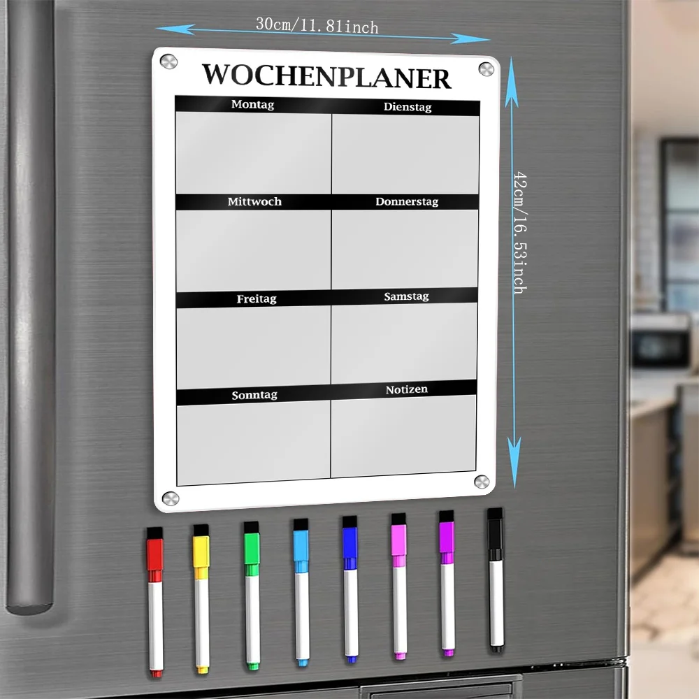 Magnetic Planner – Reusable Weekly Planner with 8 Color Markers for Planning Your Daily Routine and Tracking Your Priorities