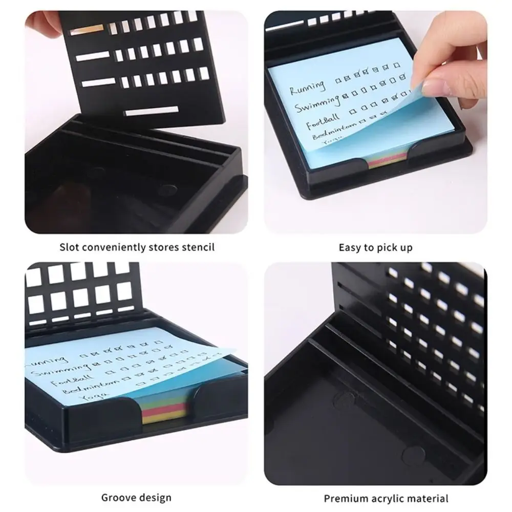 5IN1 Sticky Note Holder Set with Template Multi Purpose Sticky Note Stencil Note Organizer Versatile Line Drawing