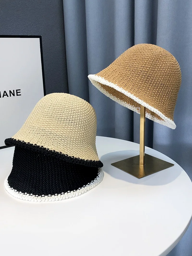 

2023 Simple Design Women Casual Summer Knitting Cap Foldable Bucket Hat Spring Travel Beach Outdoor Sun Hat Sombreros De Mujer