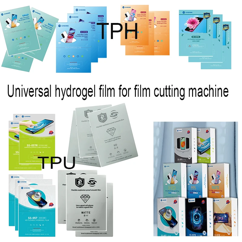 50pcs SS-057 SS-057A SS-057E SS-057H SS-057R TPU/TPH Hydrogel Membrane Film Screen Protector Film Model for Film Cutter