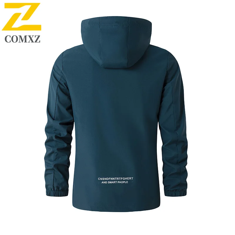 Giacca da caccia da pesca all'aperto da uomo autunno 2025 nuova moda stampata giacche antivento impermeabili giacca a vento con cappuccio da lavoro casual