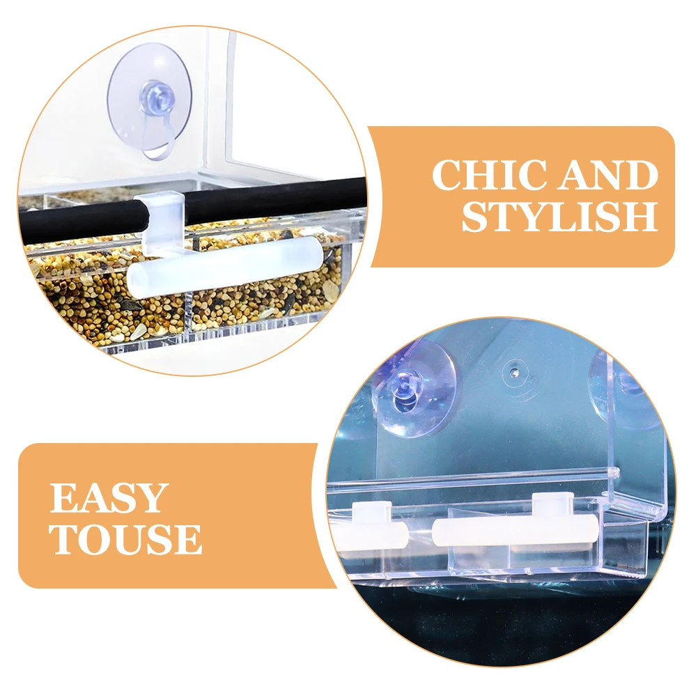 

2Pcs Hanging Bird Feeder Perch Sturdy Acrylic Cage Accessory Functional Feeding Bowl Support for Indoor Birds Bird Cage Supply