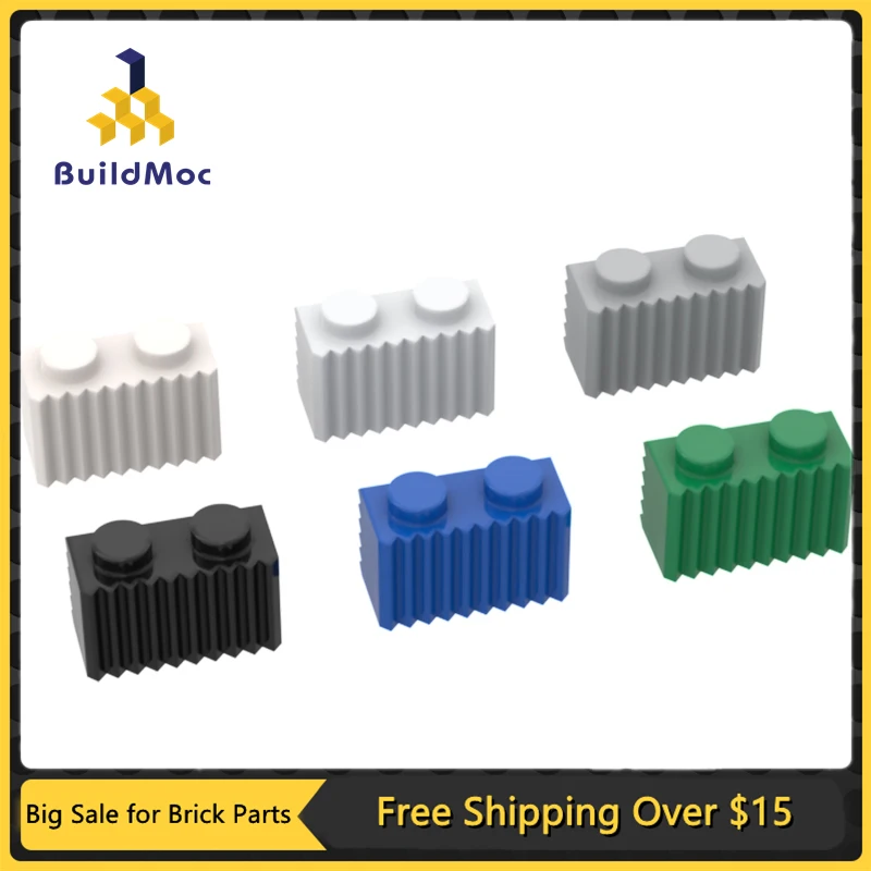 10Pcs MOC Parts 2877 Brick Modified 1 x 2 with Grille / Fluted Profile Compatible Brick DIY Building Block Particle Kid Toy Gift