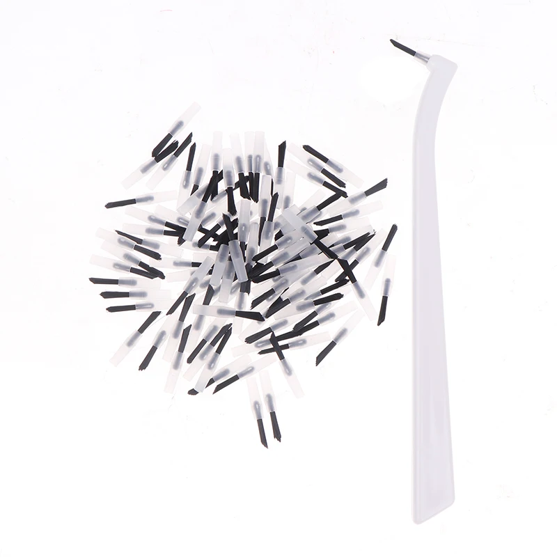 1/100pcs Dental Replaceable Applicator Tips Micro Brush Handles Composite Brushes For Etchants Adhesives Sealant