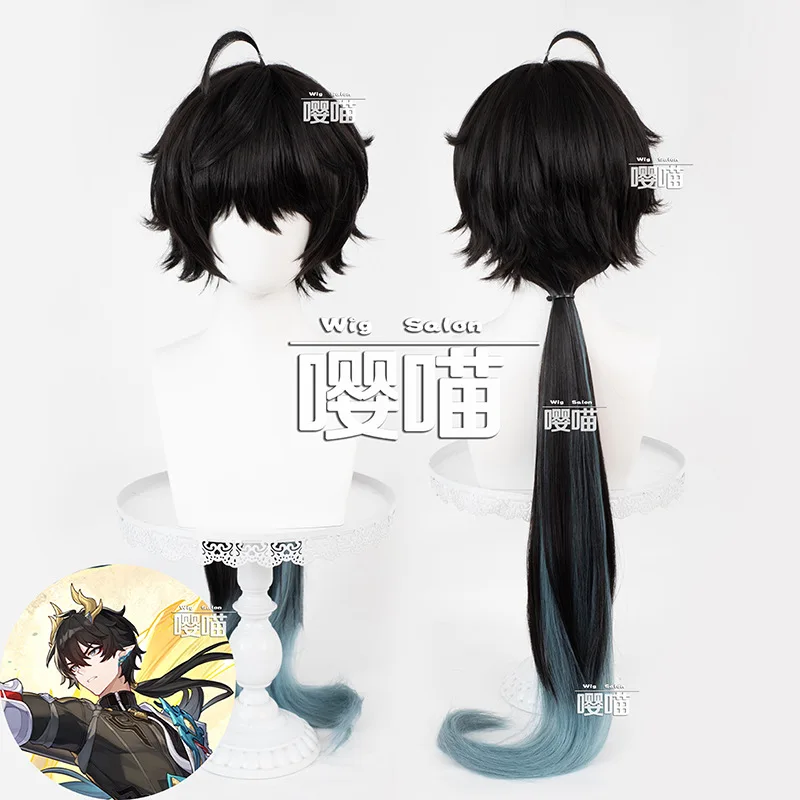 Game Honkai Star Rail Dan Heng Permansor Terrae Cosplay Wig Black Blue Long Hair For Women Men Halloween Wigs