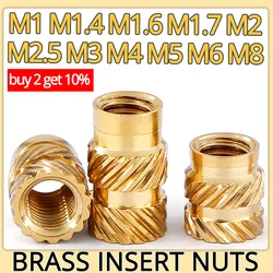 M1 M1.4 M1.6 M1.7 M2 M2.5 M3 M4 M5 M6 M8 Thread Heat Insert Brass Nut Hot Melt Knurled Injection Molding Embedment Copper Nut