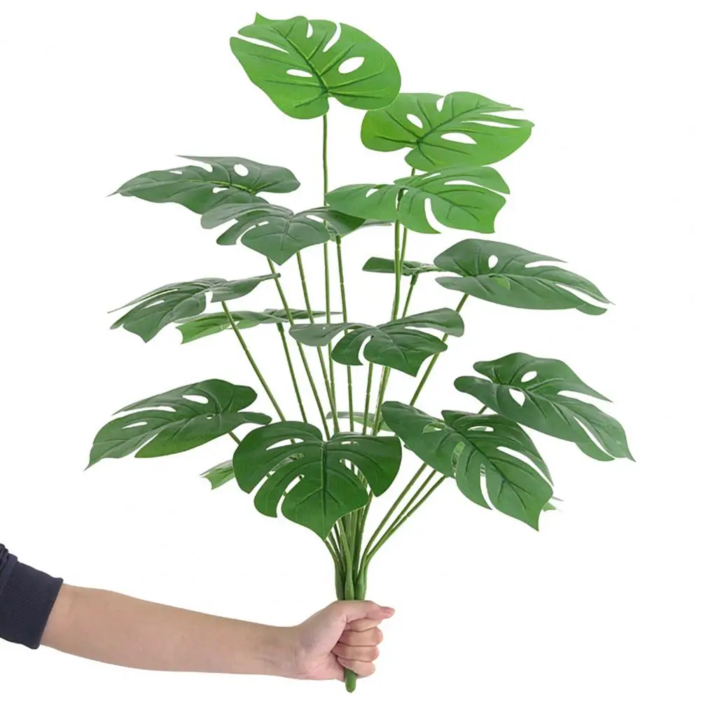 Artificial Plant Decoration Realistic Artificial Monstera Deliciosa Plants for Home Office Decor 18 Head Faux Leaves Centerpiece