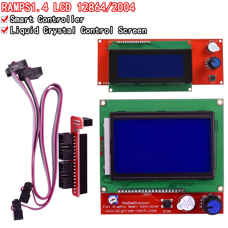 2004 ЖК-дисплей 12864 3D-принтер Reprap Smart Adapter Контроллер Reprap Ramps 1,4 1,6 Мега 2560 Плата 2004 ЖК-контроллер