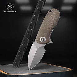 Nightwolf-Mini cuchillo plegable de bolsillo, herramienta de supervivencia al aire libre, mango de Micarta de acero D2, autodefensa táctica EDC, N03