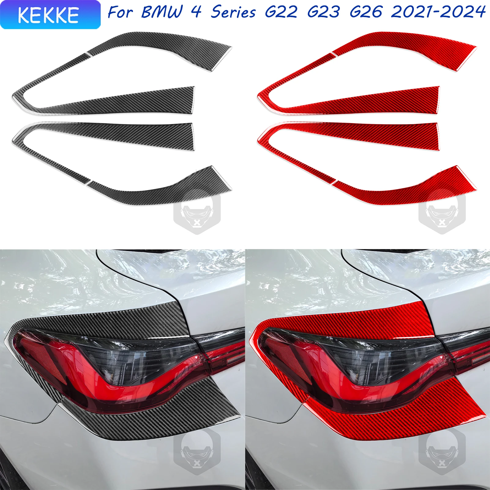 

For BMW 4 Series G22 G23 G26 2021-2024 Real Carbon Fiber Rear Light Frame Trim Decal Auto Decoration Accessory Sticker