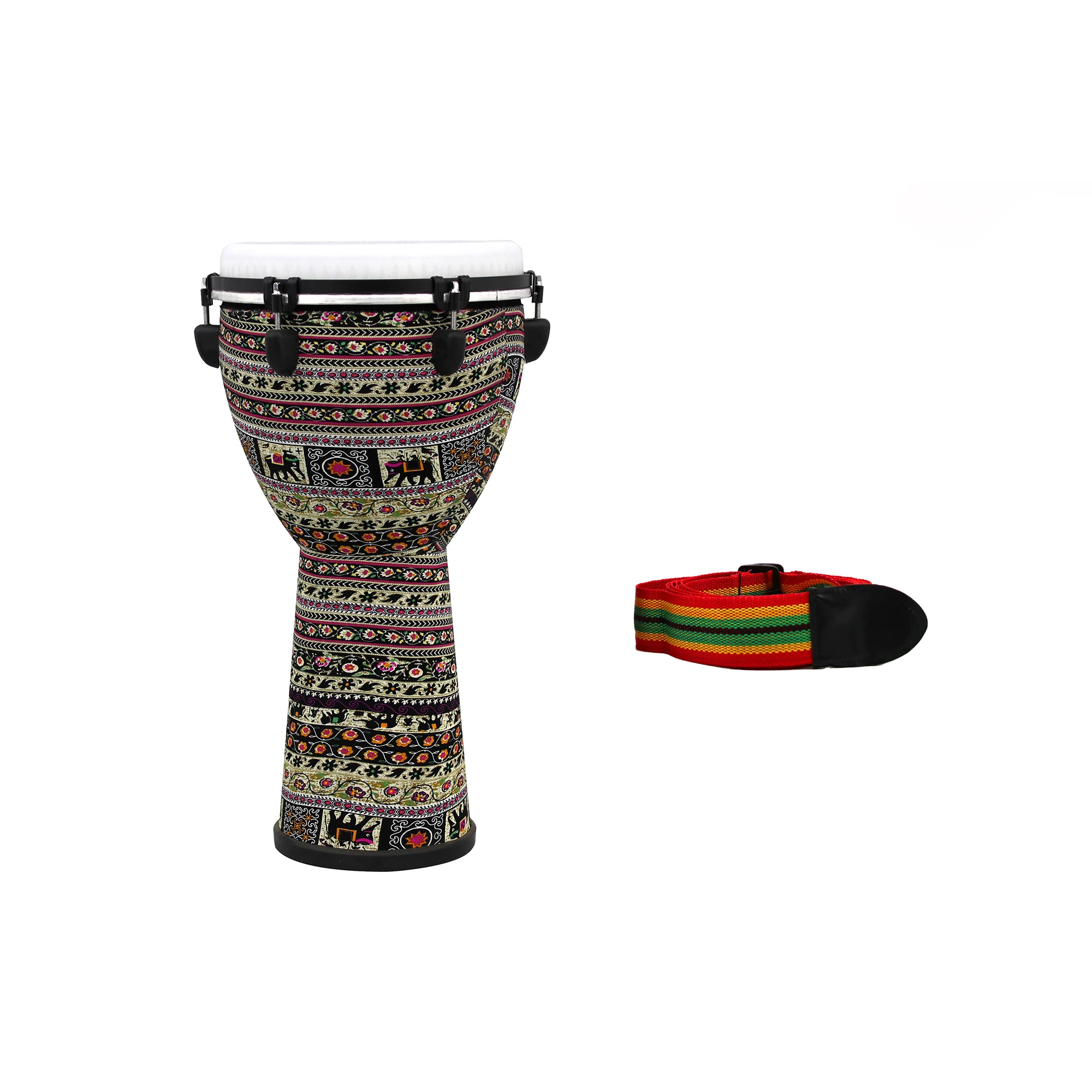 Professional 12-Inch Tunable Jazz African Hand Drum with Sheepskin Strap Colorful Design Ergonomic Features