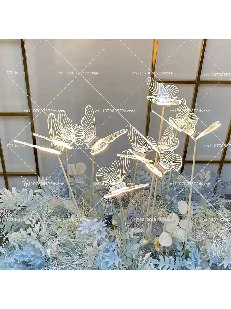 Wedding Decor Wrought Iron Butterfly Bird Road Lead Lights Glowing Floor Lamp Hotel Party Decoration