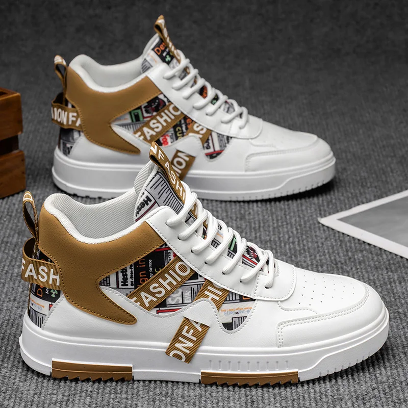 2025年新作メンズハイカットカジュアルシューズ、秋冬ファッショントレンド万能ボードシューズ、トレンドストリートウェアスニーカー