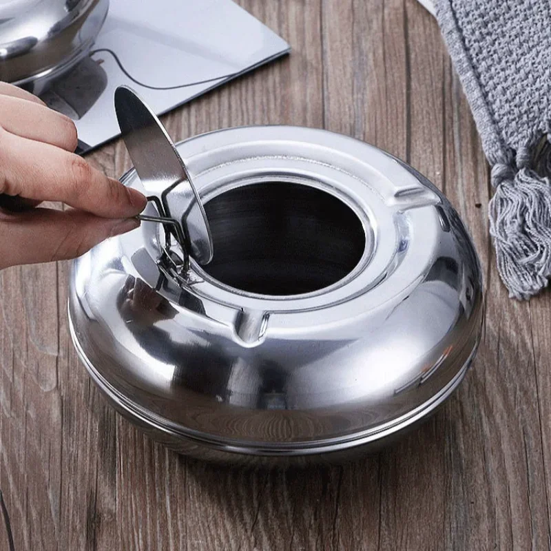 

Stainless Steel Ashtray with Lid Detachable Outdoor Cigarettes Tray Holder for Home Bedroom Office Tabletop Decoration Wholesale