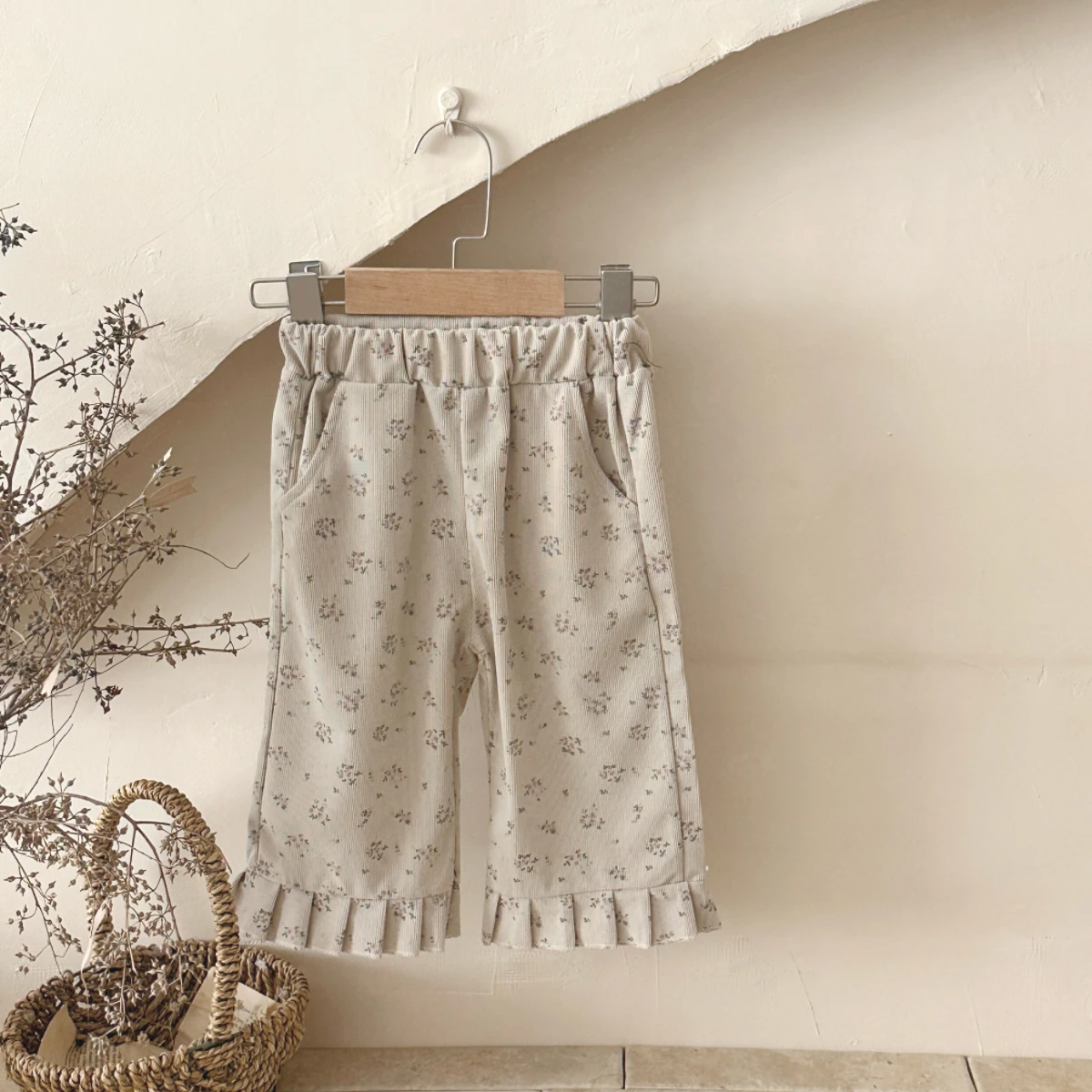 

Autumn New Girl Children Loose Floral Print Casual Pant Baby Pockets Fashion Pants Kid Outdoor Corduroy Trousers Toddler Costume