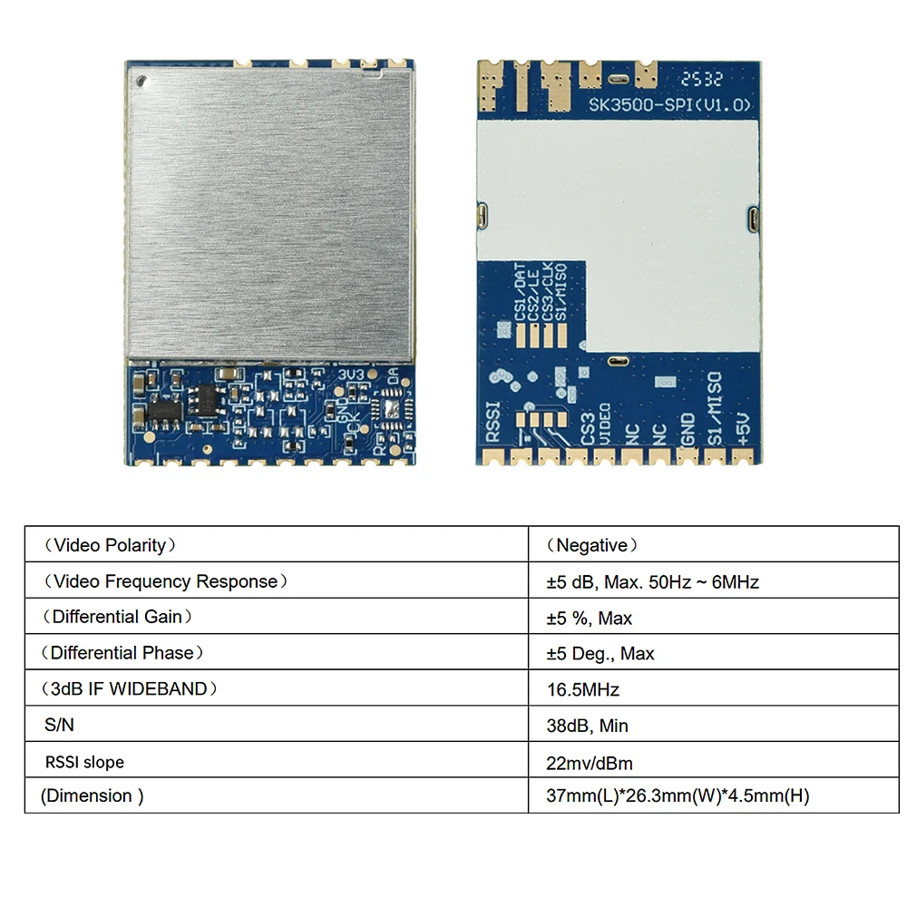 وحدة استقبال SK3500-SPI 3.3G هرتز FPV AV مع نطاق 3100-3800 ميجا هرتز وتأخير منخفض - حساسية 95dBm 38dB SNR وتصميم مدمج 37 مم #5