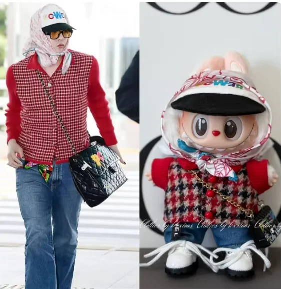 Apenas roupas venda quente nova 15-17cm boneca ídolo gd mesmo estilo moda aeroporto estilo universal vinil pelúcia boneca roupas de bebê