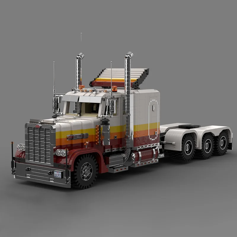 Urban Car Model Moc Building Blocks Modular 389 Tri Axle Truck Bricks Model DIY Assembly Construction Toy Holiday Birthday Gifts