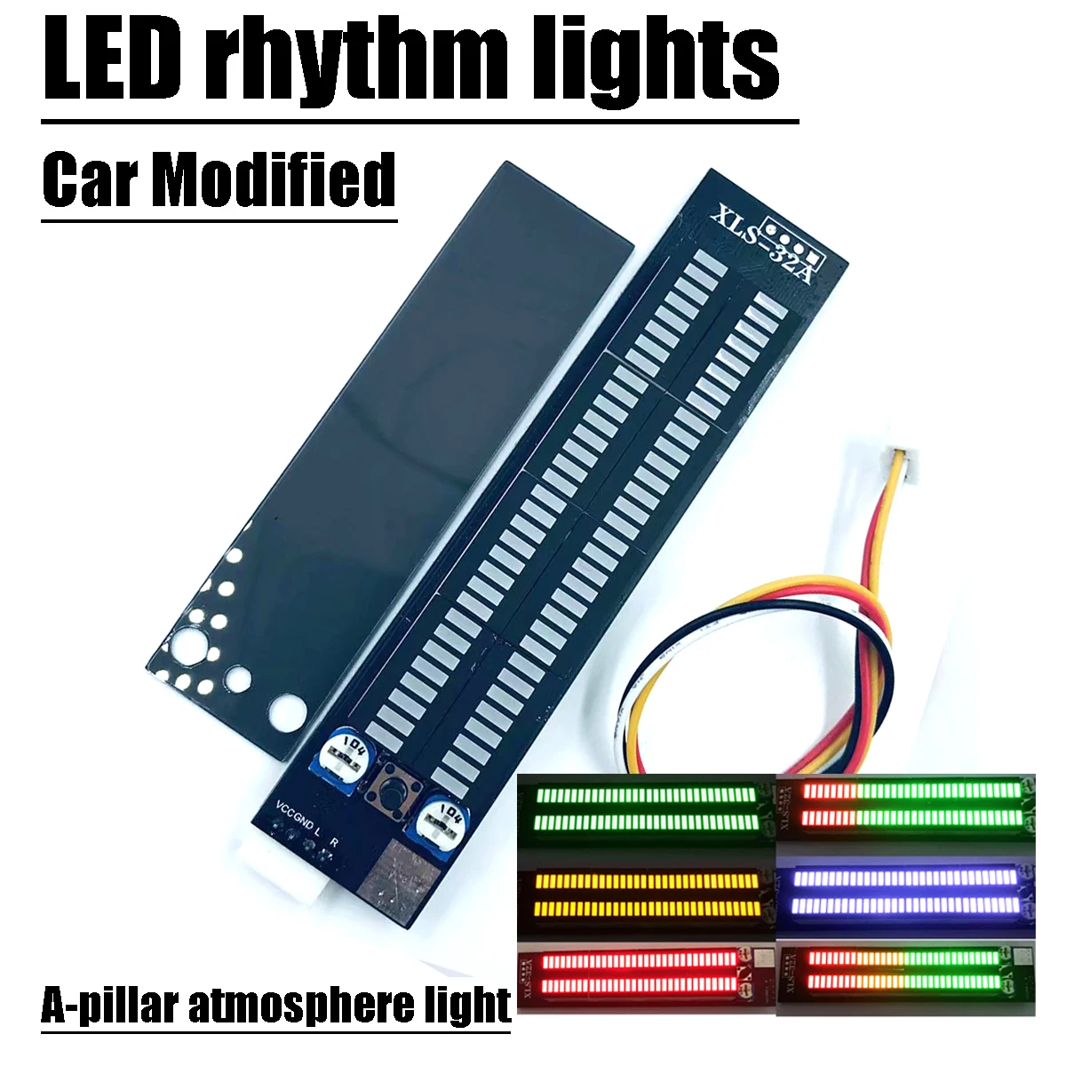 Car Modified 32 LED Rhythm Light Atmosphere Lamp Music Spectrum Level Indicator DIY ACC DC 12V Car Audio A-pillar Jumping Light