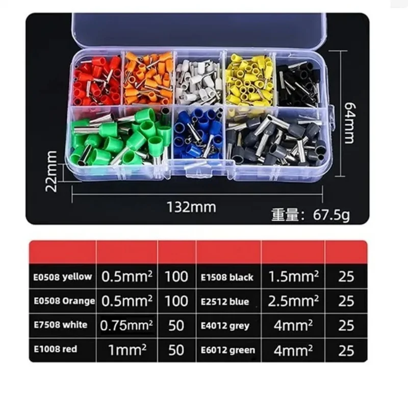 400PCS Crimp Terminals Kit Wire Connector Crimp Terminator Cold Pressed Insulated Termina E0508 7508 1008 1510 2512 4012