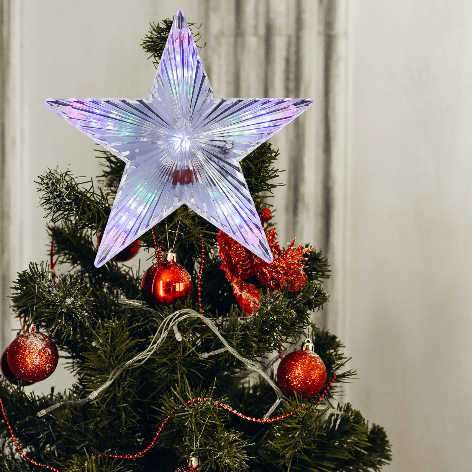 شجرة على شكل نجمة ضوء الاكريليك عيد الميلاد زخرفة مضيئة الخماسية مصباح على شكل نجمة لعيد الميلاد ديكور المنزل هدية عيد الميلاد