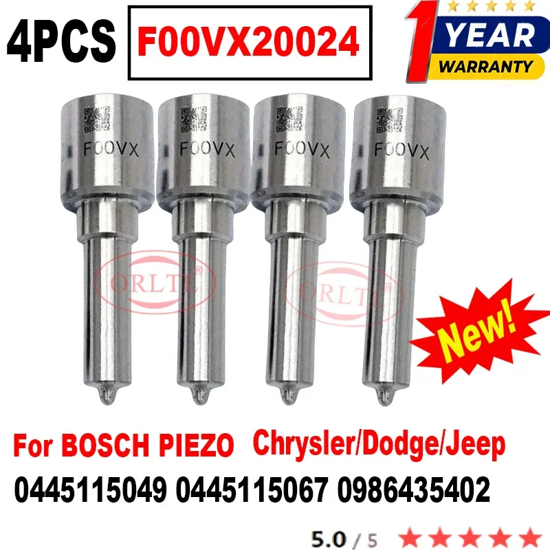 4PCS NEW Ful Nozzle F00VX20024 For BOSCH Piezo Chrysler/Dodge/Jeep 0445115049 0445115067 0986435402 0 445 115 049 0 445 115 067