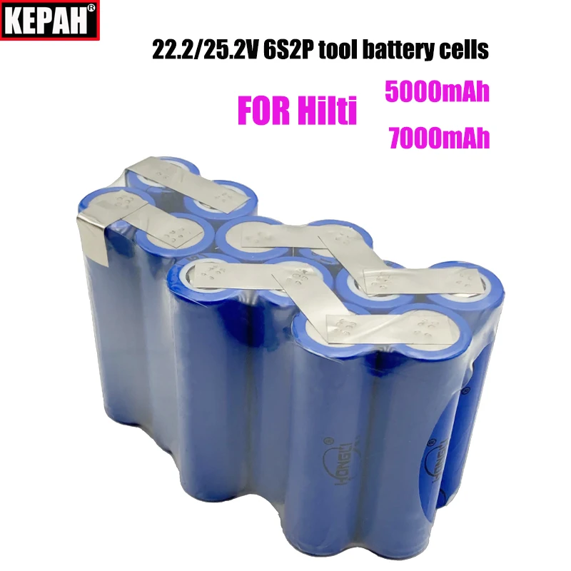 22.2V 25.2V 18650 6S2P 5000mAh 7000mAh Lithium battery cells pack For Hilti CPC B18 B22 1800-A22 SID 22-A SID 18-A SFH 22-A ect