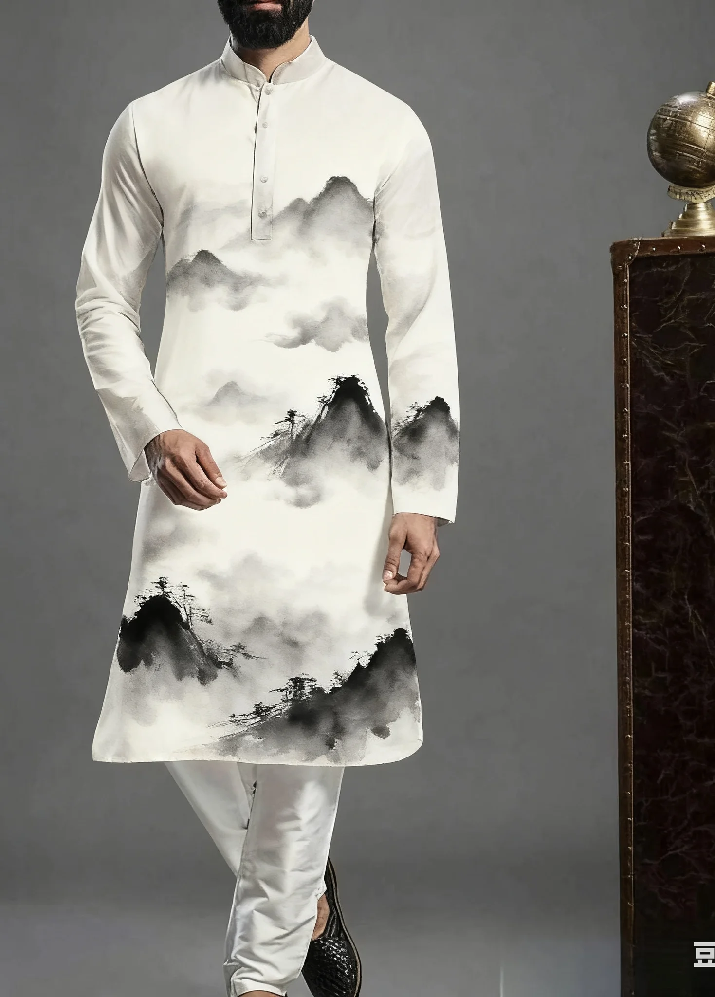 Men's Digital Print Kurta - Casual Style - usage example