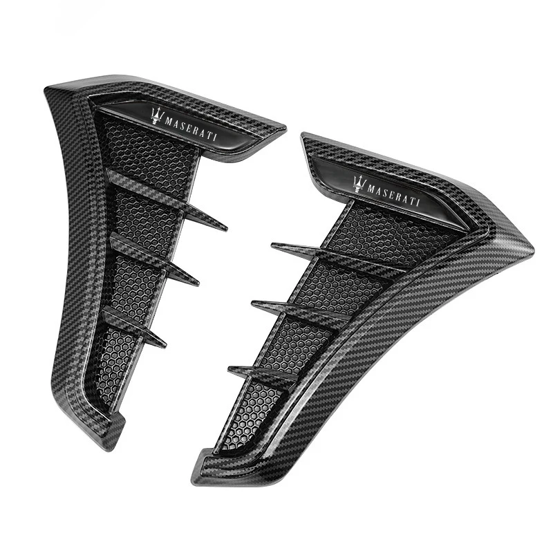 2pcs Carbon Black Car Side Leafboard Flank Fender Stickers For Maserati Quattroporte Spyder Levante Coupe GranTurismo Accessory